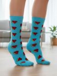 Unisex Mavi Karpuz Yaz Renkli Tasarım  Soket Çorap