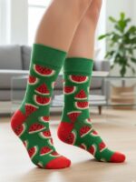 Yeşil Karpuz Dilimi Tasarım Soket Çorap