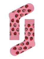 Pembe Çilek Yaz Renkli Tasarım Soket Çorap - Görsel 2