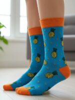 Mavi Ananas Tasarım Soket Çorap
