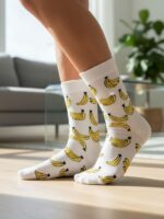 Beyaz Muz Tasarım Soket Çorap