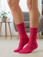 Çilek Nakışlı Pembe Tenis Spor Çorap