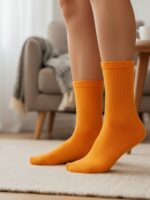 Düz Turuncu Desensiz Tenis Spor Çorap