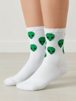 Green Alien Uzaylı Kafalar Tenis Spor Çorap