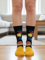 Güneş ve Gezegenler Desenli Renkli Soket Çorap