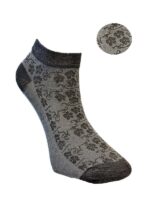 Kabartma Melanj Gri Sarmaşık Motifli Bambu Kadın Patik Çorap - Görsel 2