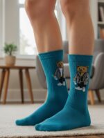 Mavi Bear Desenli Tenis Çorap