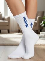 Mavi Love Yazılı Tenis Spor Çorap