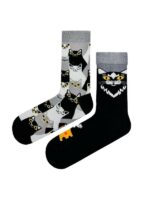 Sağlı Sollu Kedi Desenli Soket Çorap - Görsel 2