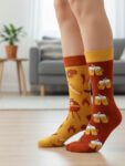 Sağlı Sollu Mangal Bira Desenli Soket Çorap