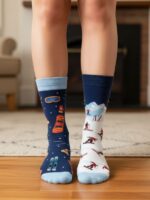 Sağlı Sollu Snowboard Desenli Soket Çorap