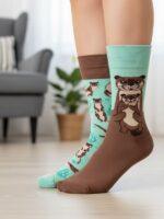 Sağlı Sollu Su Samuru Desenli Soket Çorap