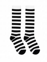 Siyah Beyaz Çoklu Çember Desenli Dizüstü Çorap - Görsel 2