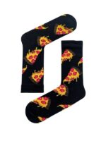 Siyah Pizza Dilim Tasarım Soket Çorap - Görsel 2