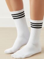 Siyah Üç Şeritli Beyaz Tenis Spor Çorap