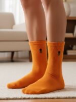 Turuncu Ananas Nakışlı Tenis Spor Çorap