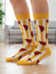 Turuncu Şeritli Karpuz Tasarım Soket Çorap
